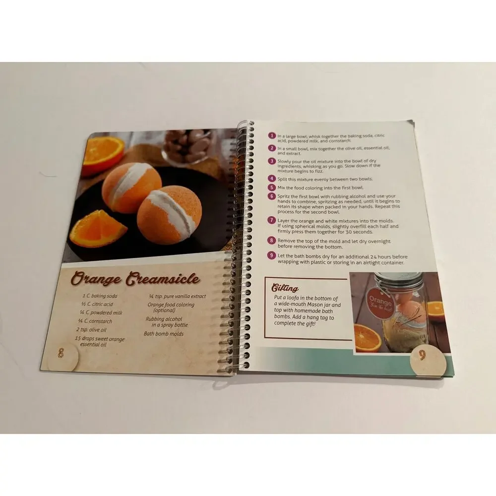Bath Bombs Salts Scrubs & Teas Spiral Bound Recipe Book DIY Gift